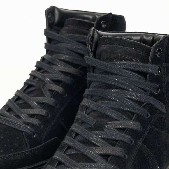 Saint Laurent SL/10H High Black Suede Court Classic High-Top Sneakers - Picture 7 of 12